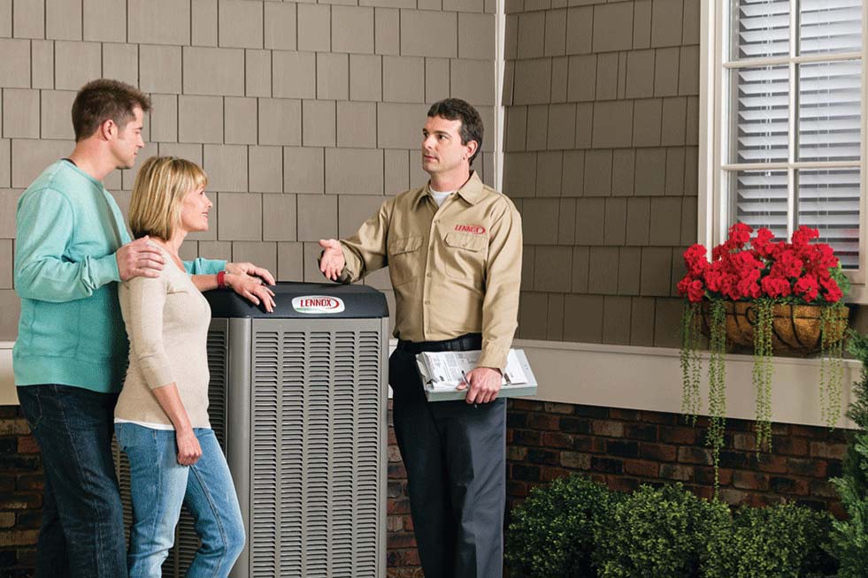 couple with a new Air conditioner