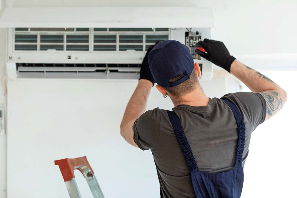 Interior Air conditioner being repaired