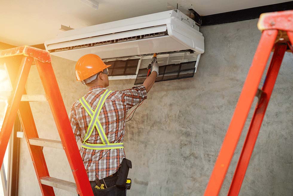 Interior Air conditioner being repaired