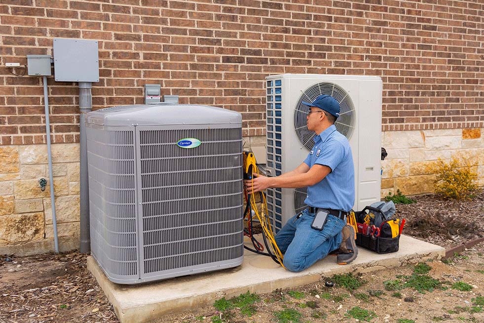 Air conditioner being repaired